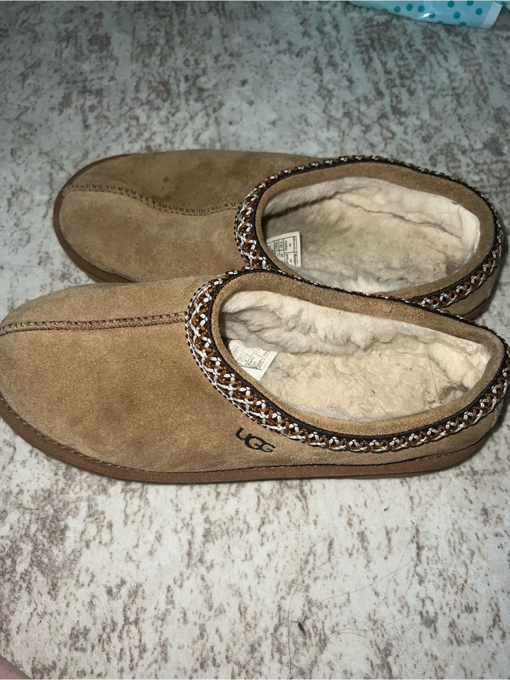 UGG Chestnut Suede Shearling Slip-On Slippers